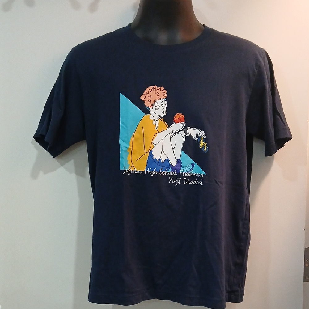 Uniqlo Dark Blue Graphic Tee with Anime Design